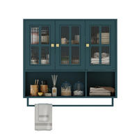 KÜCHENOBERSCHRANK 88/26/82,5 cm mit Glasfront, 3 Türen und Handtuchhalter - Dunkelgrün, Holzwerkstoff (88/82.5/26cm) - BEAOK