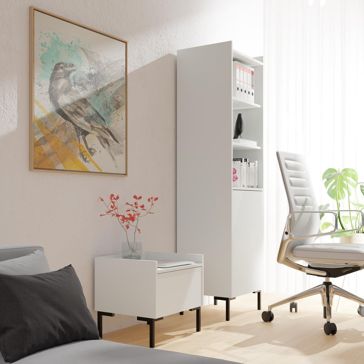 REGAL Liam 50 Weiß - Schwarz/Weiß, Holzwerkstoff/Metall (52/180/41cm) - mzm24