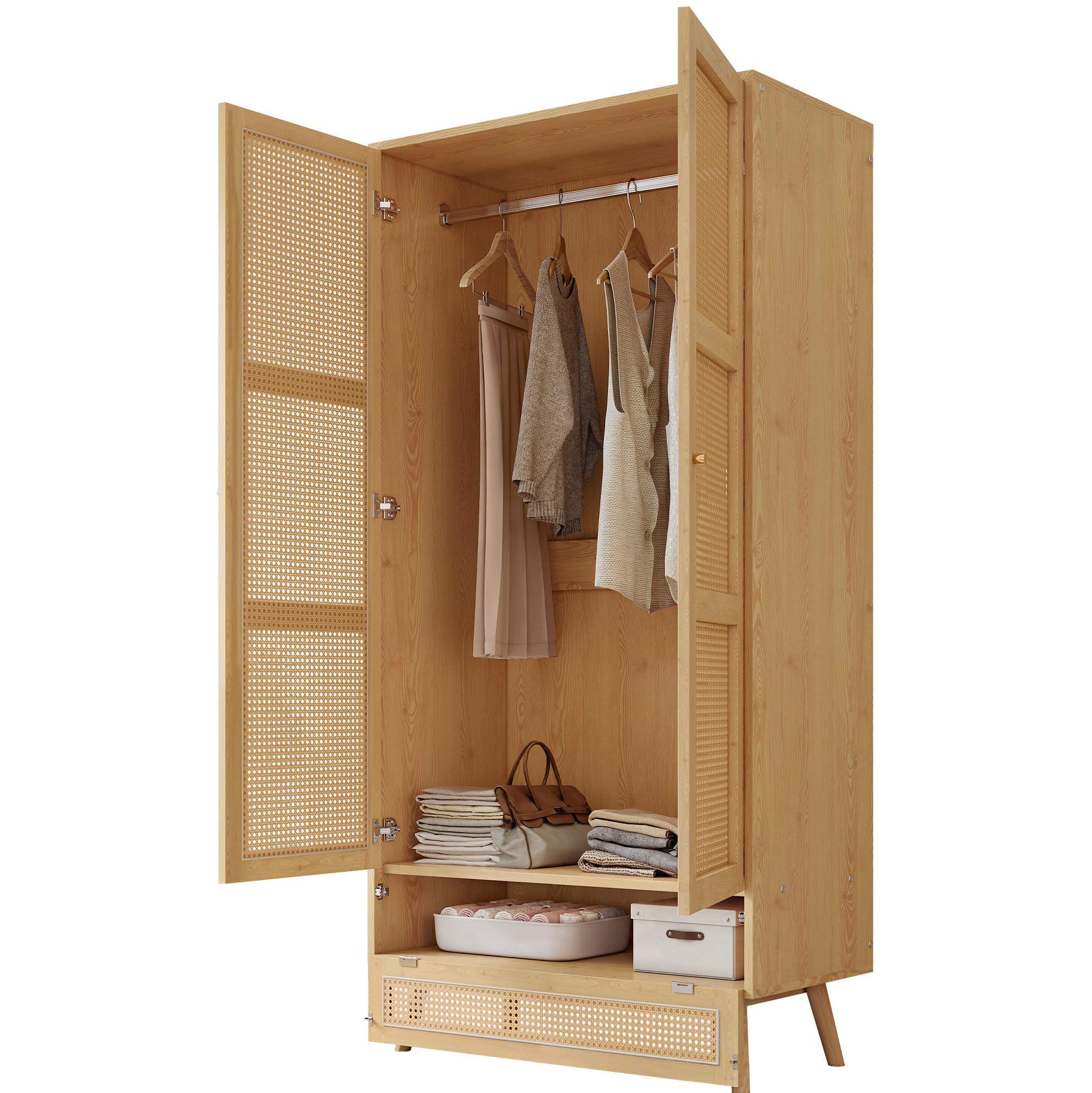 KLEIDERSCHRANK 90/183/45 cm Natur aus Holz mit Flip-Top-Deckel - Naturfarben, Holz (45/183/90cm) - OKMYHOME