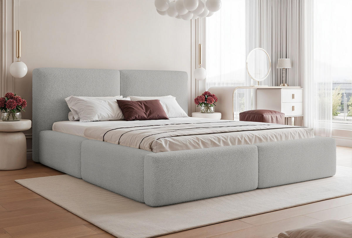 POLSTERBETT NUVARI 120x200 cm, Grau - Grau, Textil (200/120cm) - Fedve