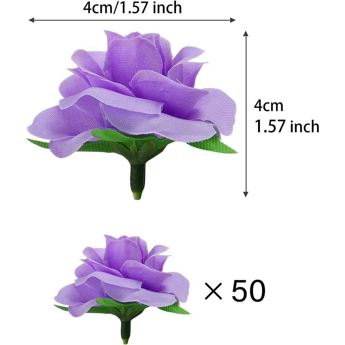KÜNSTLICHE Blumenköpfe Rosen 50 Stück Violett 4 cm - Lila, Textil (4cm)