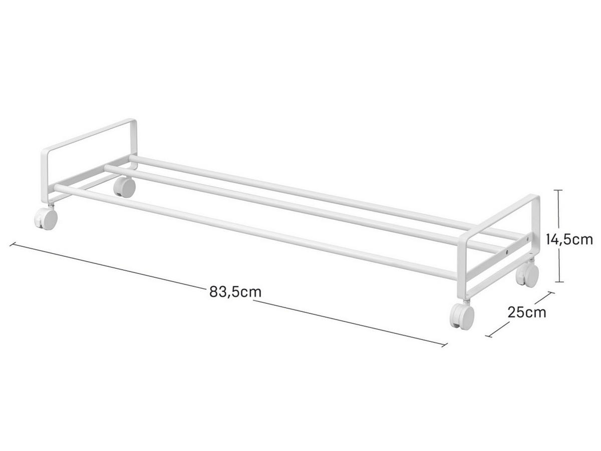 SCHUHREGAL Tower weiß 83/14/27 cm mit Rollen - Weiß, Metall (83/14/27cm) - Yamazaki