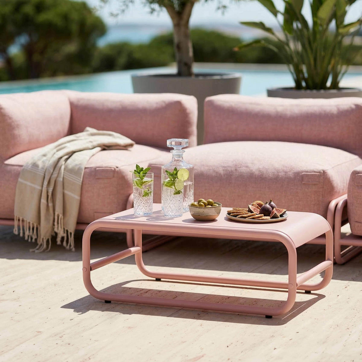 BEISTELLTISCH, puderrosa - Pink, Metall (85/40/30cm) - Oviala