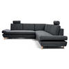 ECKSOFA CASA III R-S Anthrazit Plüsch-Stoff mit Schlaffunktion - Anthrazit, Holz (272/272cm) - MASSENO