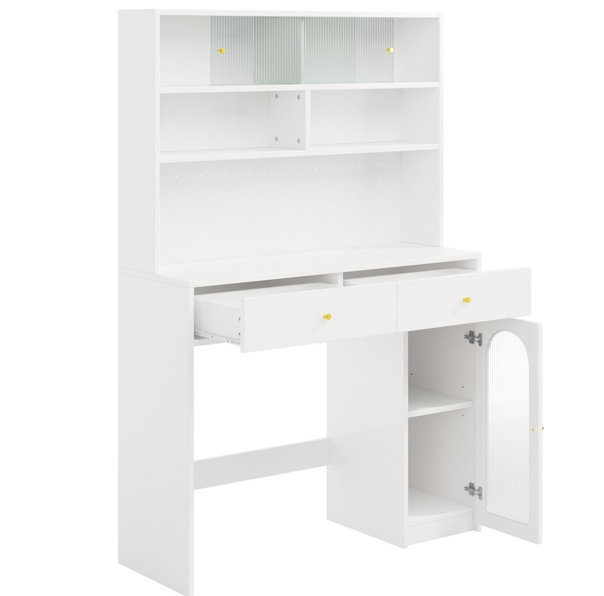 KÜCHENSCHRANK-SET aus MDF 120x45x180 cm Weiß mit klappbarem Esstisch 120x75x75 cm - Weiß, Holzwerkstoff (120/180/45cm) - IVMEU