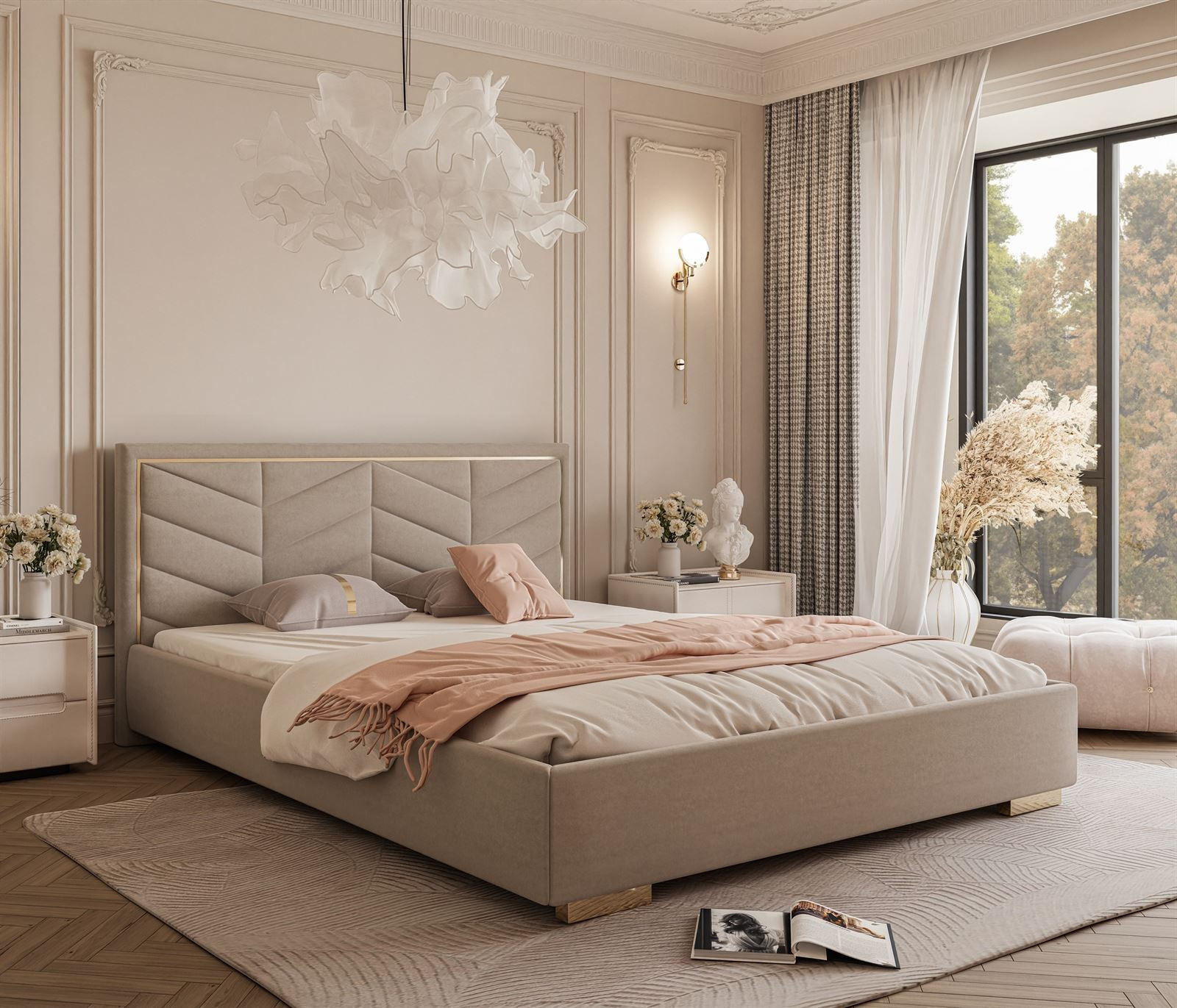 POLSTERBETT AURORA 120x200 mit Bettkasten Boston Trufa - Beige, Textil (120/200cm) - Lookway