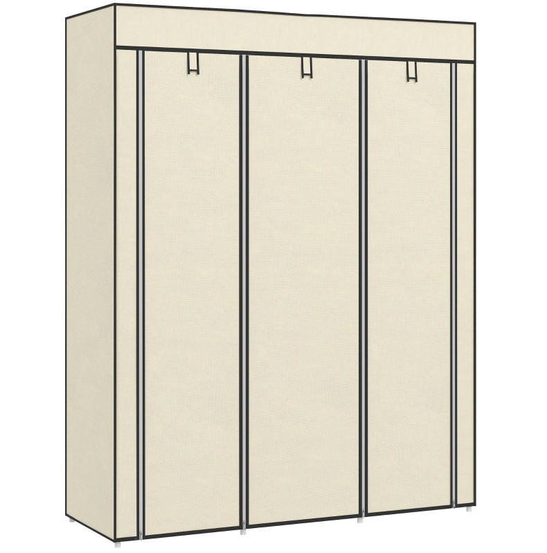 PLATNENI ormar 125/43/162,5 cm krem bijeli od tkanine s 2 šipke i 8 polica - krem, tekstil (43/162.5/125cm) - OKWISH