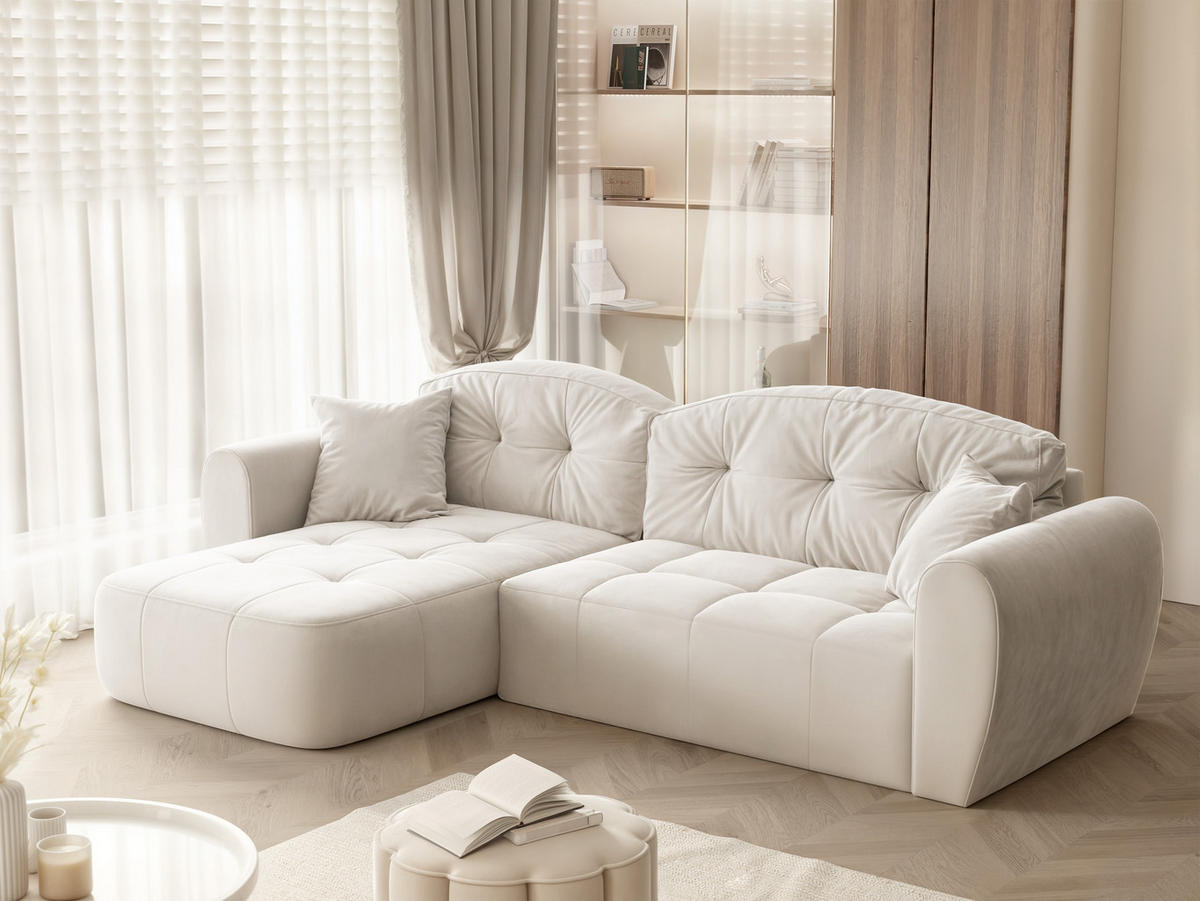 ECKSOFA RAVEN mit Schlaffunktion und Bettkasten Creme - Creme, Holzwerkstoff/Kunststoff (250/90cm) - Idohome