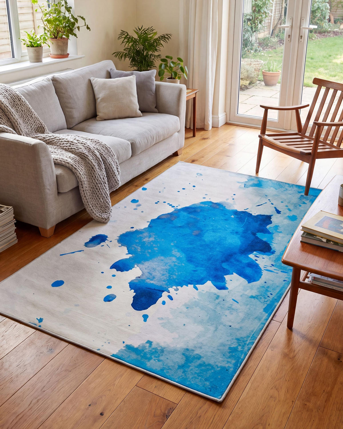 KURZFLOR-TEPPICH Odalar 200/140 cm - Blau, Kunststoff (140/200cm) - Beliani