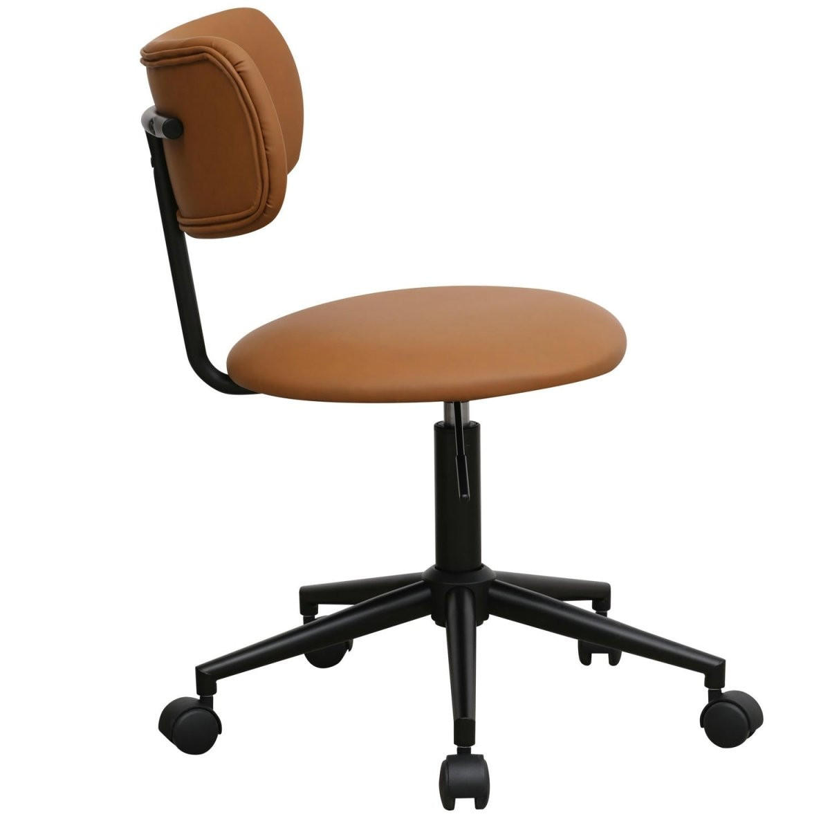 DREHSTUHL höhenverstellbar in Kunstleder Cognacbraun - Schwarz/Braun, Textil/Metall (56/74/57cm) - Furnhouse