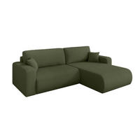 ROHOVÁ SEDAČKA s funkcí spaní, otoman vpravo BERY-L 276x193x88 zelená bouclé - černá/zelená barva, kompozitní dřevo/textil (276/193cm) - ALTDECOR