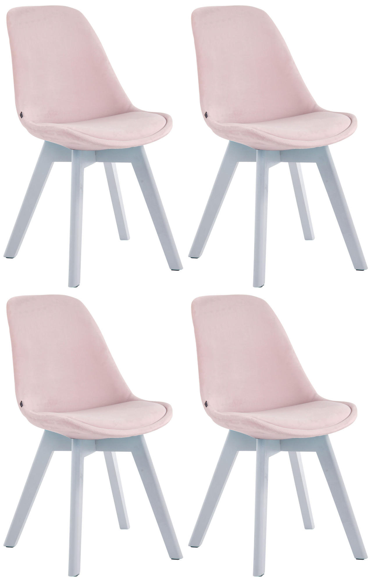 STUHL 4er Set Samt pink - Pink/Weiß, Holz/Textil (48/84/55cm) - CLP