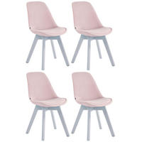 STUHL 4er Set Samt pink - Pink/Weiß, Holz/Textil (48/84/55cm) - CLP