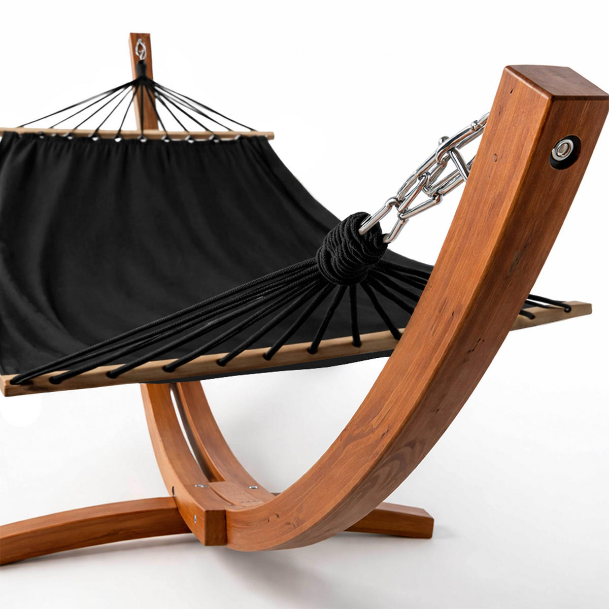 HÄNGEMATTE, Schwarz - Schwarz, Holz (110/110/300cm) - Oviala