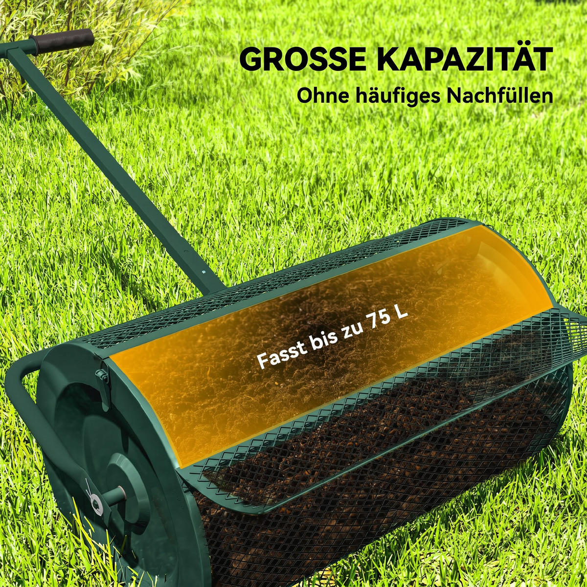 KOMPOSTSTREUER Metall Grün - Grün, Metall (40/112/70cm) - Outsunny