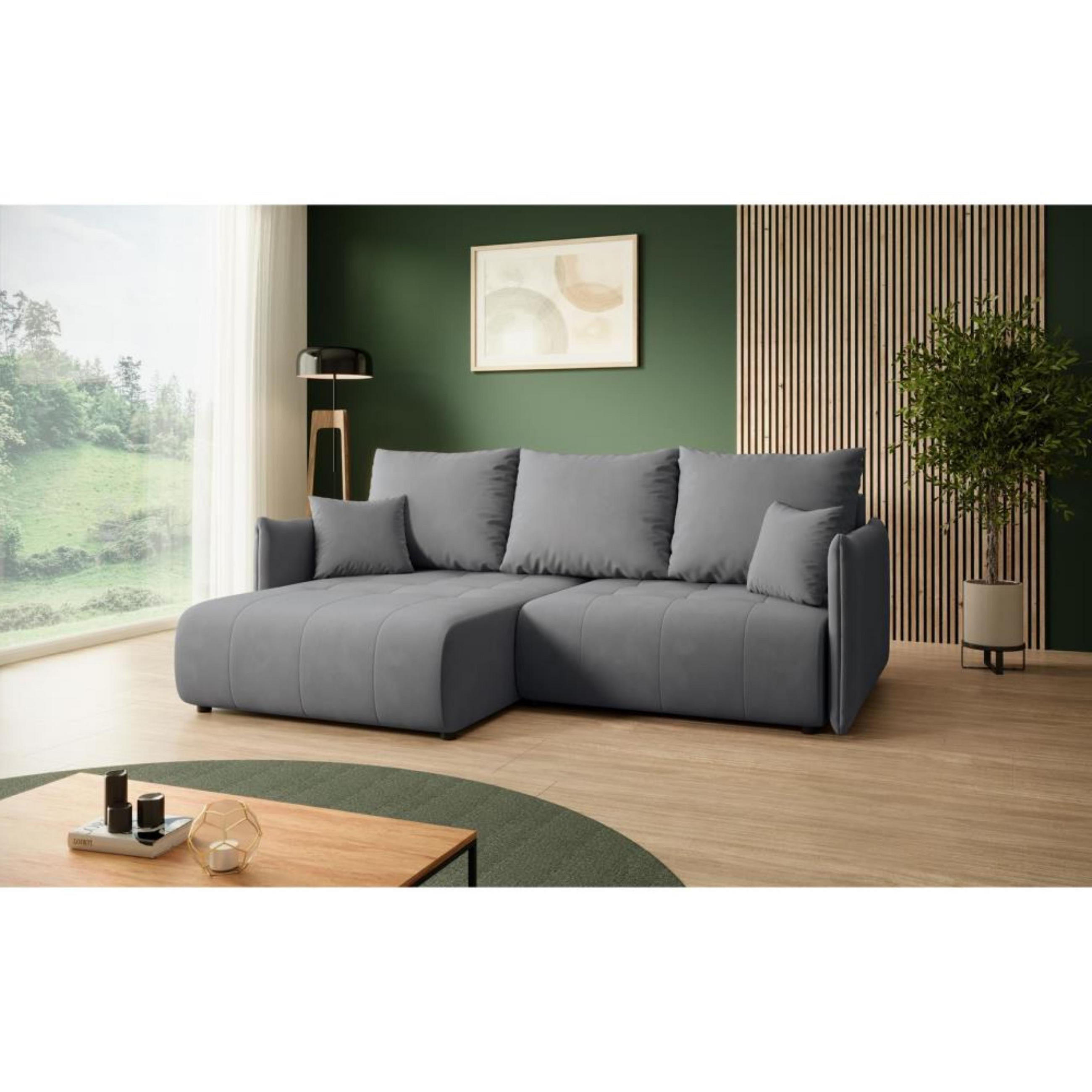 ECKSCHLAFSOFA Henry Mini grau links - Schwarz/Grau, Kunststoff/Textil (221/153cm) - Beautysofa