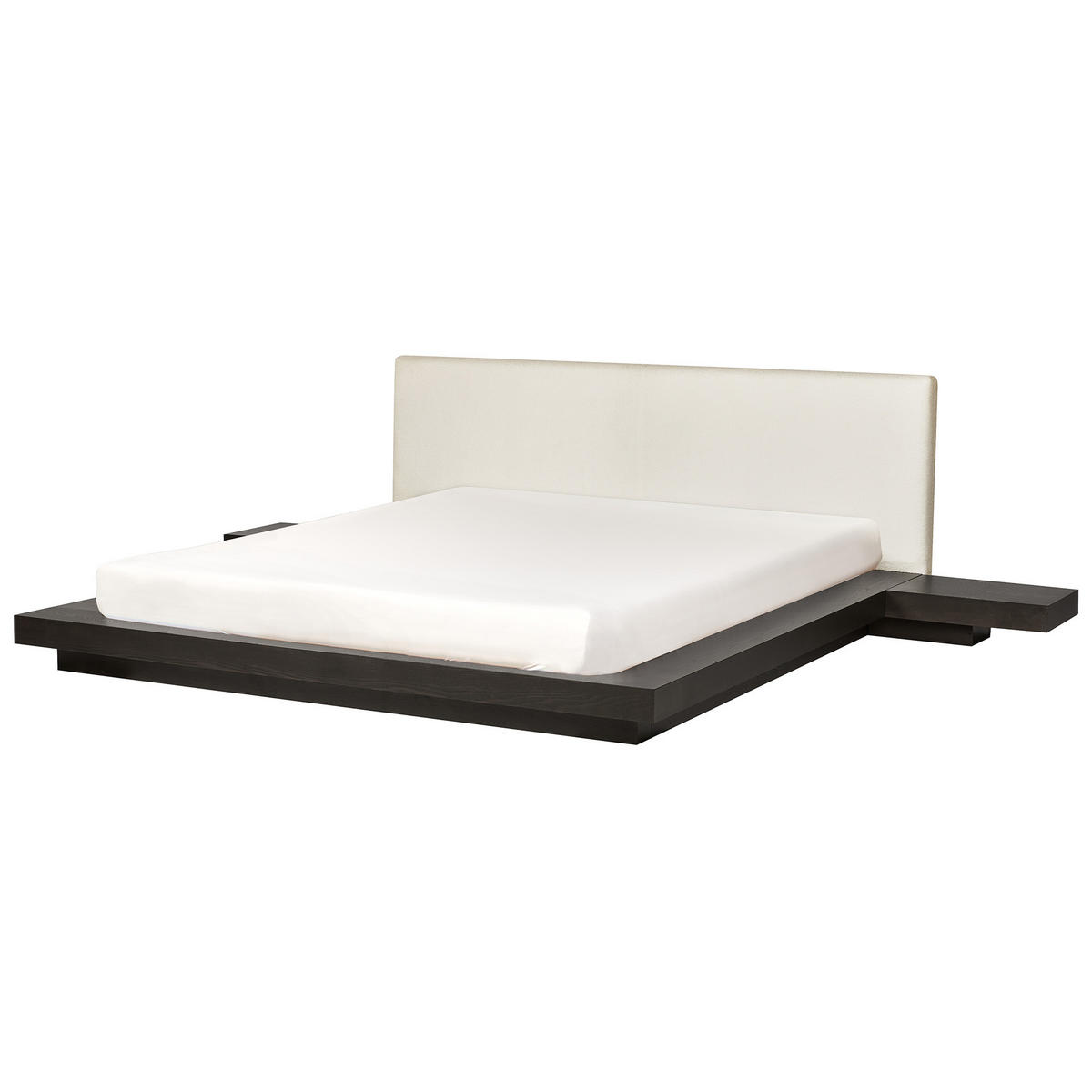 BETT mit Lattenrost 180/200 cm Dunkelbraun Zen - Dunkelbraun/Weiß, Holzwerkstoff (180/200cm) - Beliani