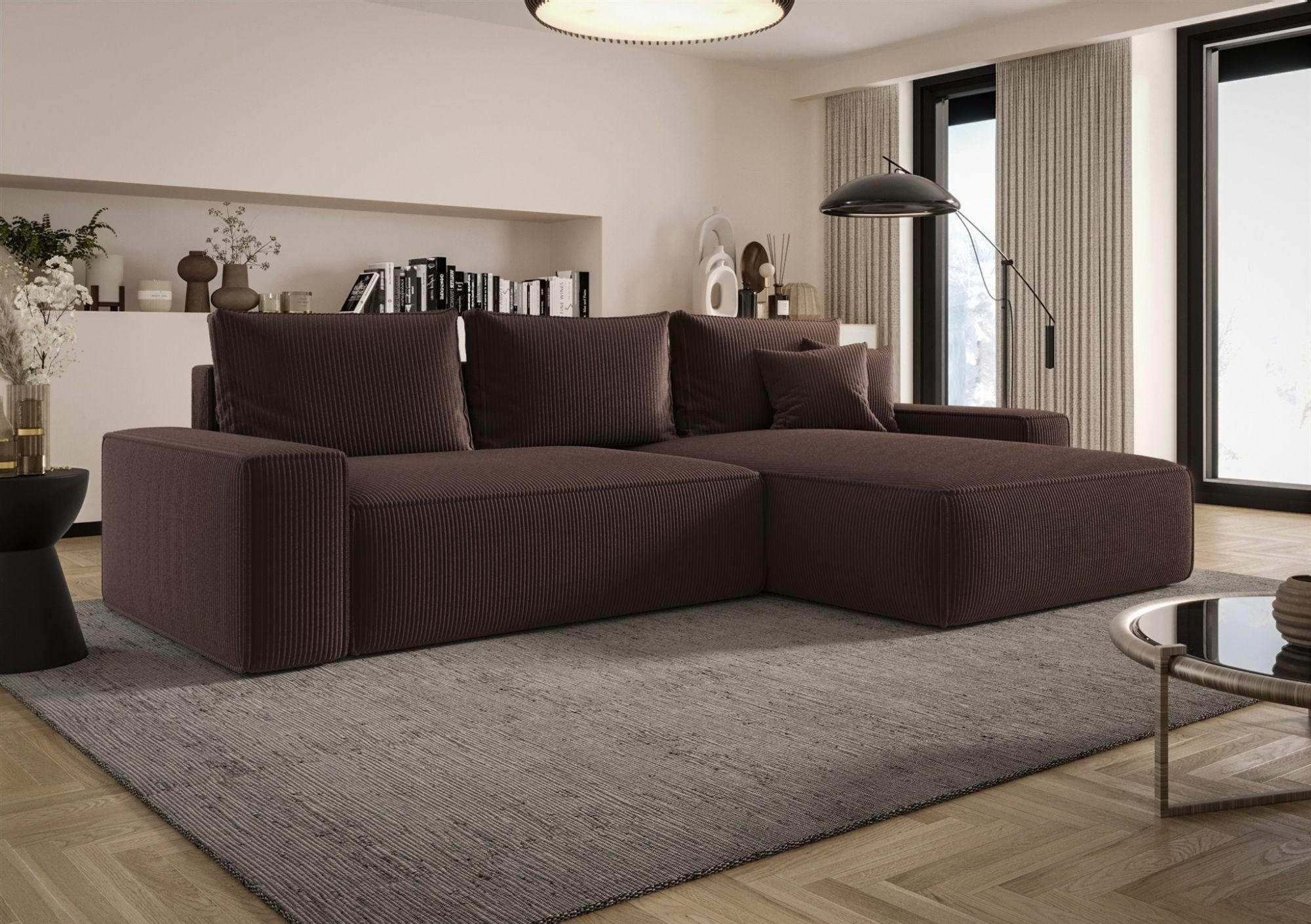 ECKSOFA Walken Mit Schlaffunktion - Braun, Holzwerkstoff/Textil (280/185cm) - Fun Möbel