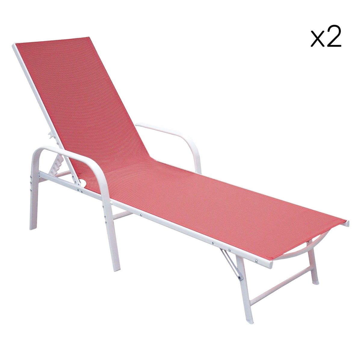 SONNENLIEGEN Sardinia Rosa und Weiß 2er-Set - Rosa, Kunststoff (60.5/87.5/192.5cm) - Happy Garden