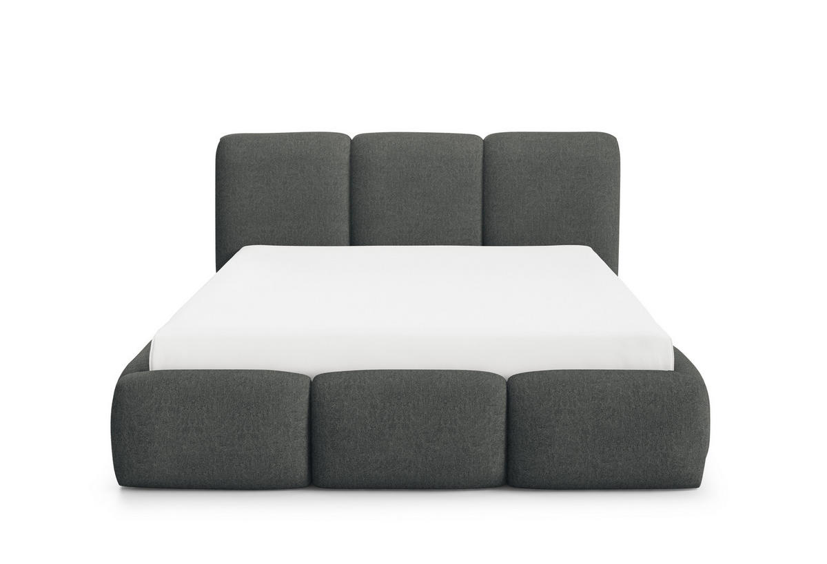 POLSTERBETT BOVA 180x200 cm mit Bettkasten,Lattenrost,Doppelbett,Boxspringbett-Optik-Dunkelgrau - Dunkelgrau, Holz (180/200cm) - Furnistar