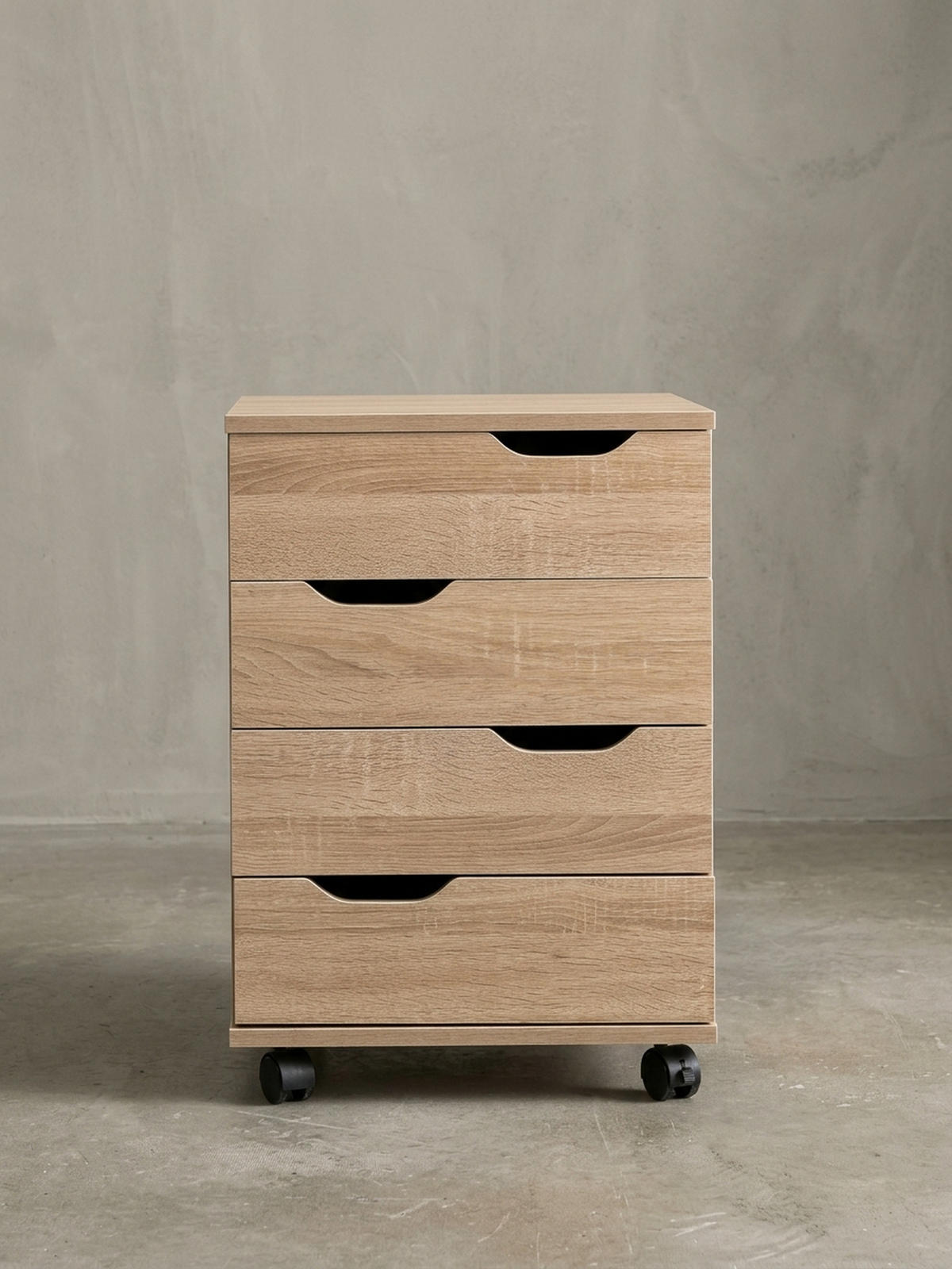ROLLCONTAINER – Weiß, 4 Schubladen, Rollen, stilvoll, für Büro - Beige/Schwarz, Holz/Kunststoff (40/60/40cm) - KADIMA DESIGN