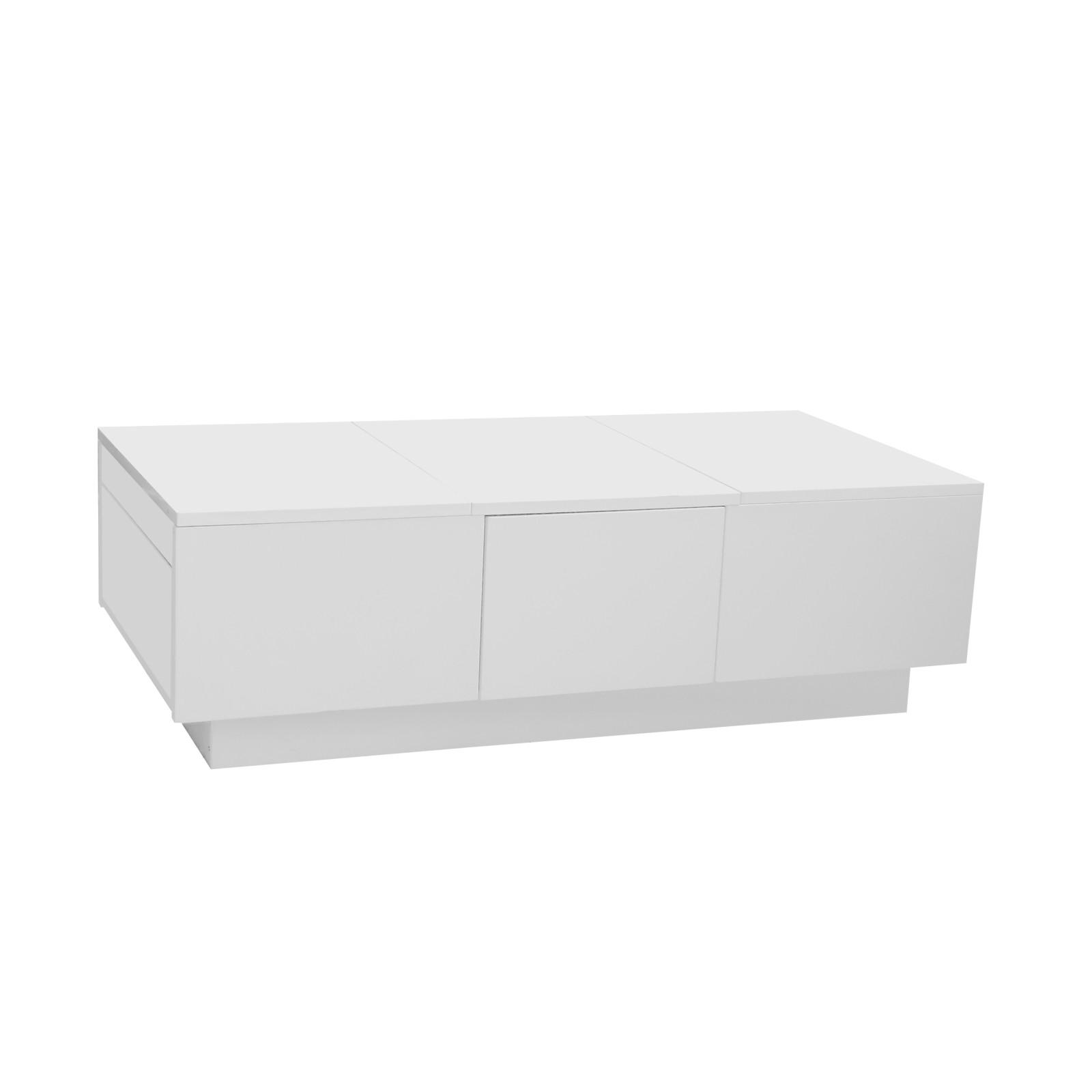 COUCHTISCH Weiß Hochglanz mit 2 Schubladen und Auszug - Weiß, Metall (100/50/31cm)