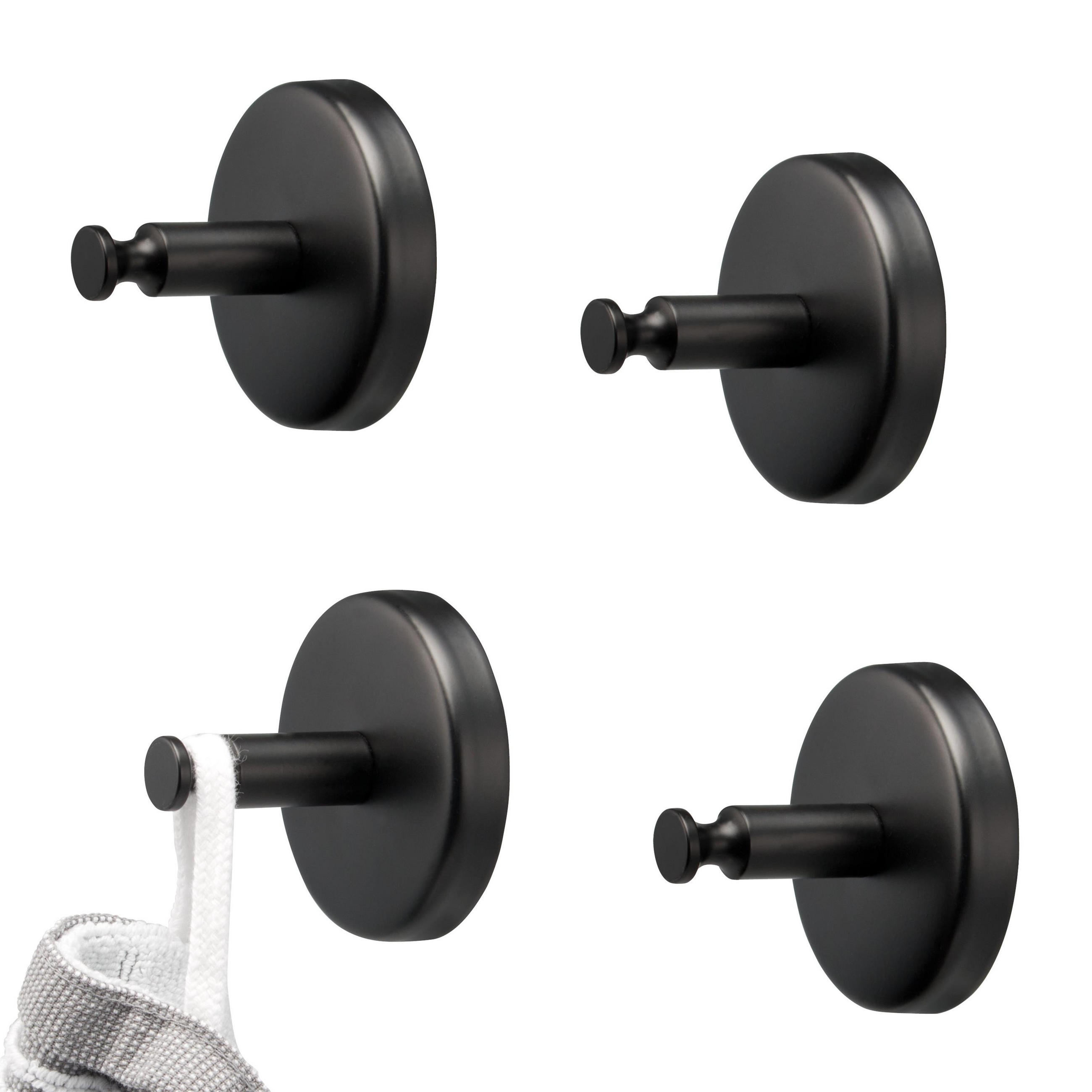 HANDTUCHHAKEN PIAZZA BLACK 4er-Set, schwarz - Schwarz, Metall (6/6/4.5cm) - bremermann