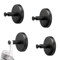 HANDTUCHHAKEN PIAZZA BLACK 4er-Set, schwarz - Schwarz, Metall (6/6/4.5cm) - bremermann