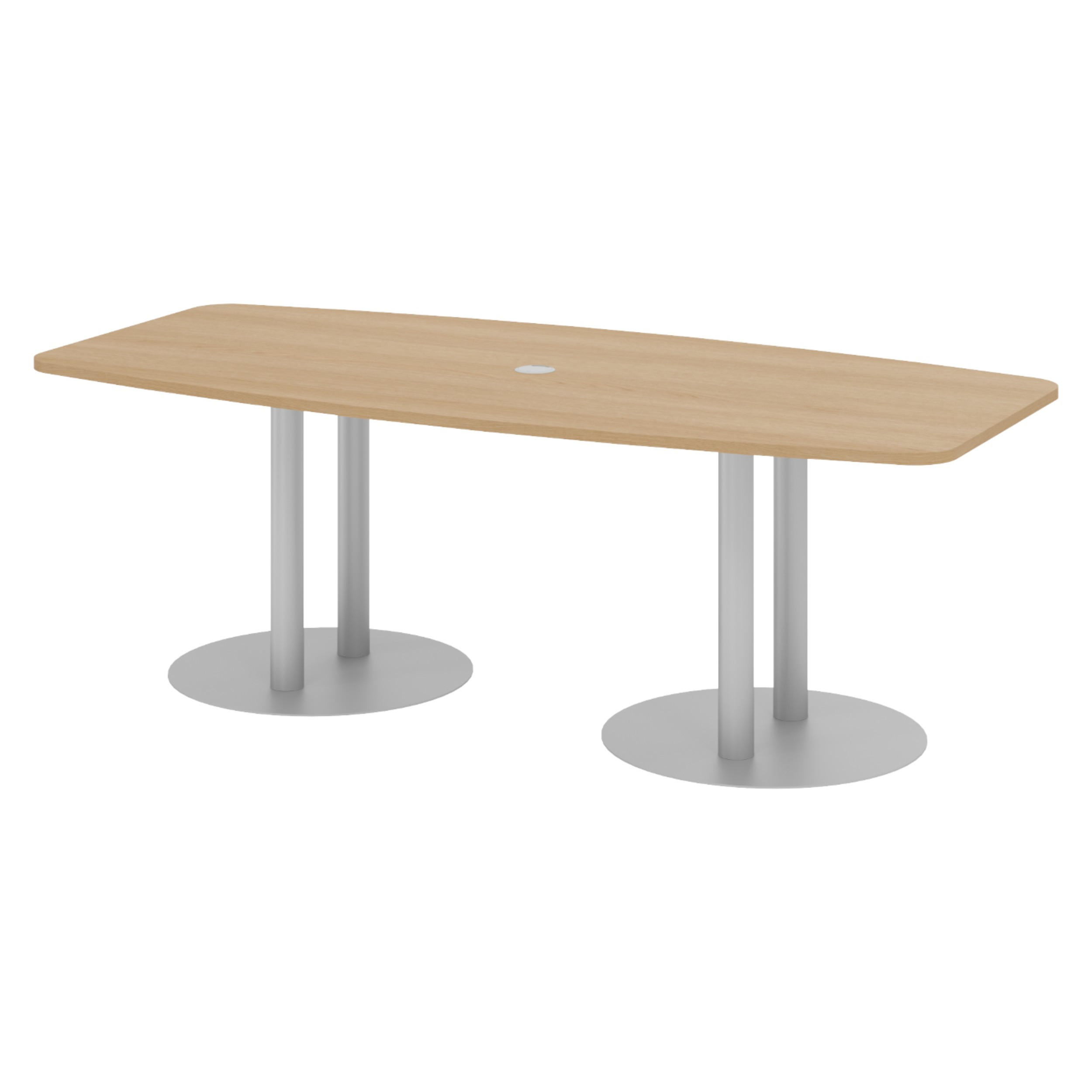 KONFERENZTISCH klein KT22 103/220/74 cm in Eichefarben/Säule in Silberfarben - Eichefarben/Silberfarben, Holzwerkstoff (103/220/74cm) - bümö