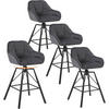 BARHOCKER 4er Set, Samt, Metall, Dunkelgrau - Dunkelgrau/Schwarz, Textil/Metall (51/94.5/53cm) - Woltu