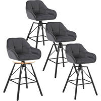 BARHOCKER 4er Set, Samt, Metall, Dunkelgrau - Dunkelgrau/Schwarz, Textil/Metall (51/94.5/53cm) - Woltu