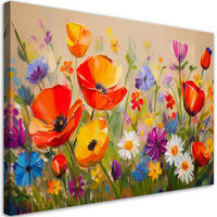 WANDBILD bunte mohnblumen auf der wiese - Multicolor, Textil (60/40cm) - Feeby