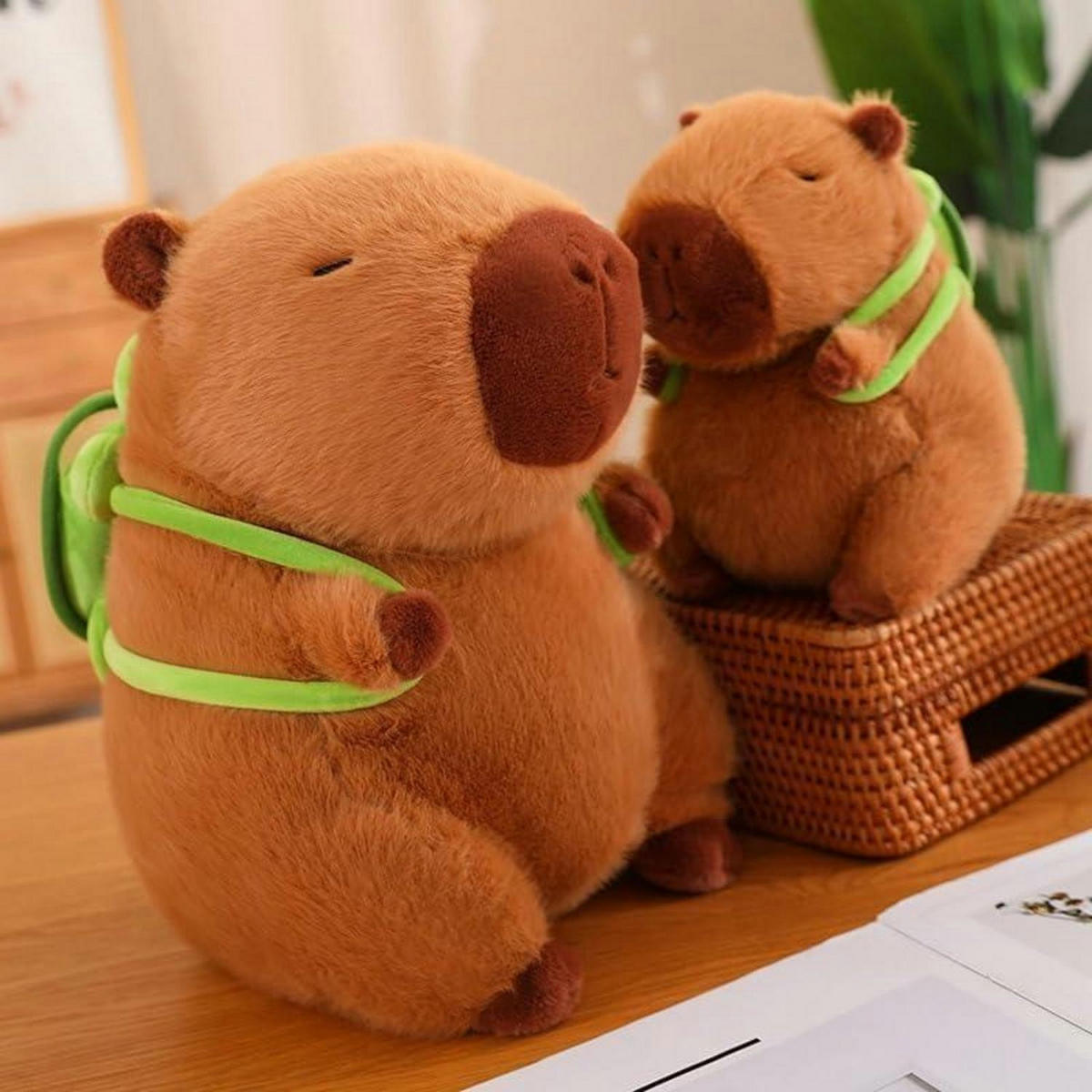 PLÜSCHTIER Capybara mit Schildkrötenrucksack 55 cm - Braun, Textil (30/55cm)