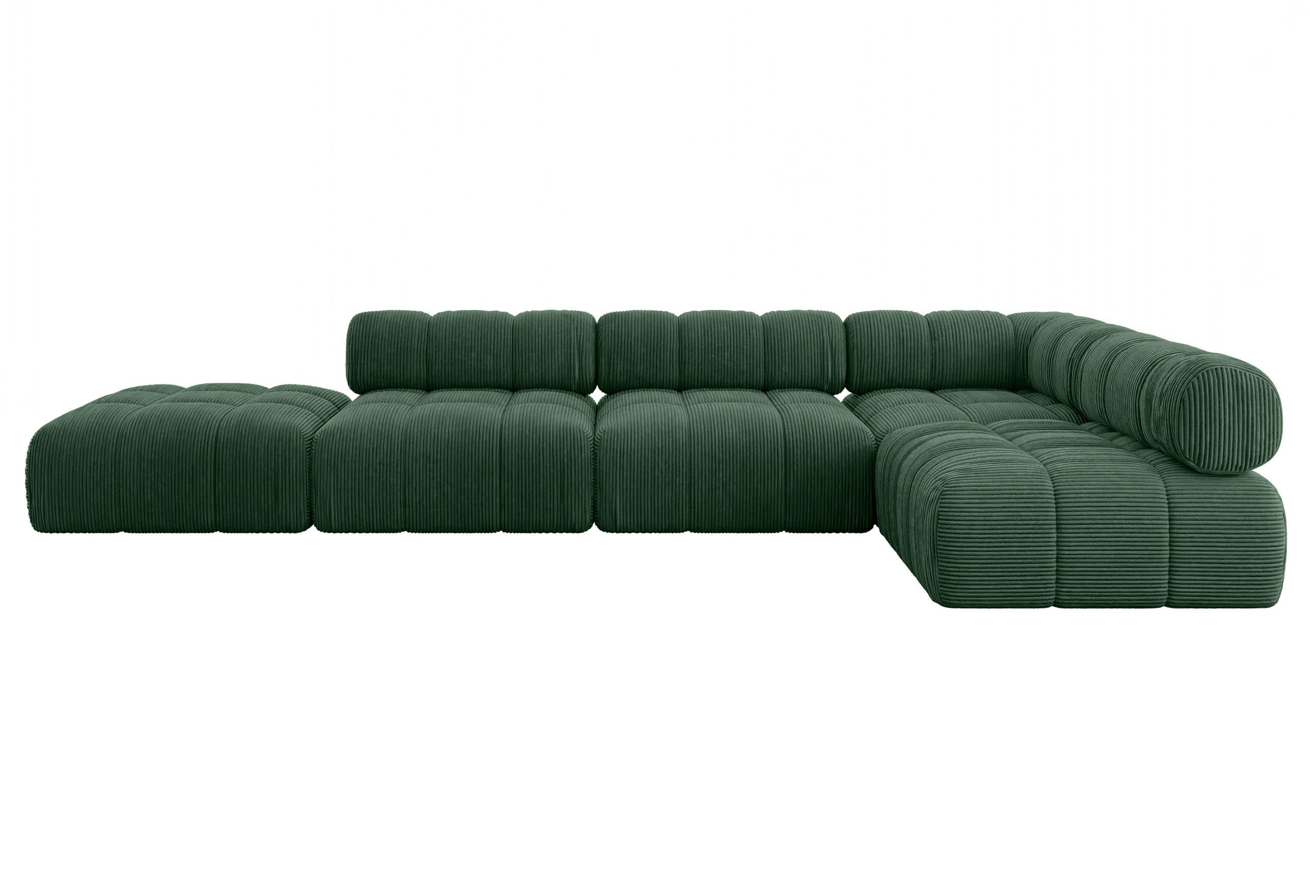 ECKSOFA modulares Sofa Favio-L2 - 380x190x70 cm Grün Cord - Grün, Holzwerkstoff/Textil (380/190cm) - ALTDECOR