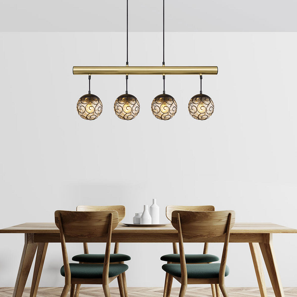 LED HÄNGELEUCHTE Metall Schwarz Gold - Schwarz, Metall (90/15/120cm) - Globo Lighting