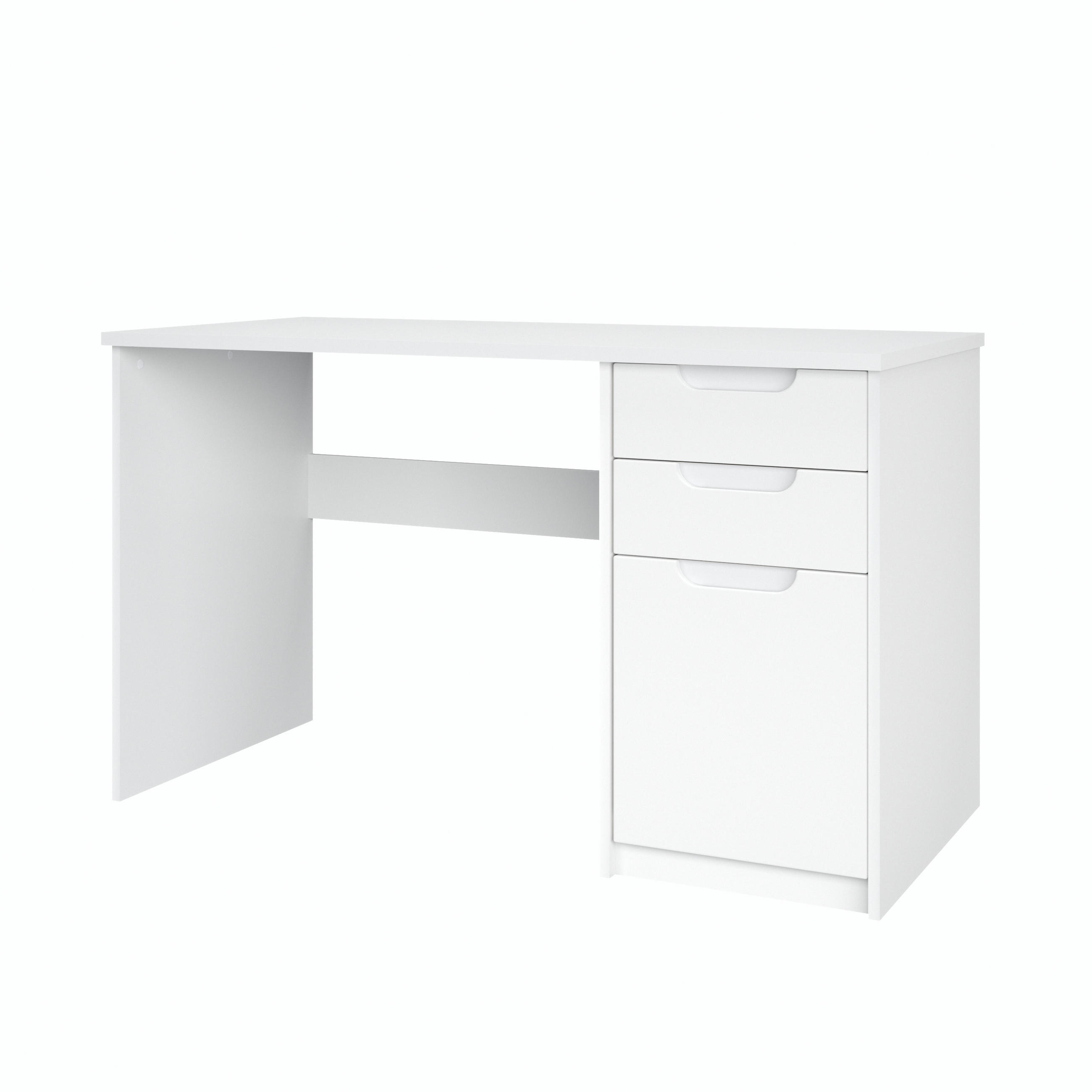 SCHREIBTISCH Logan Fronten in Weiß matt - Weiß, Holzwerkstoff (60/129/76cm) - Vladon