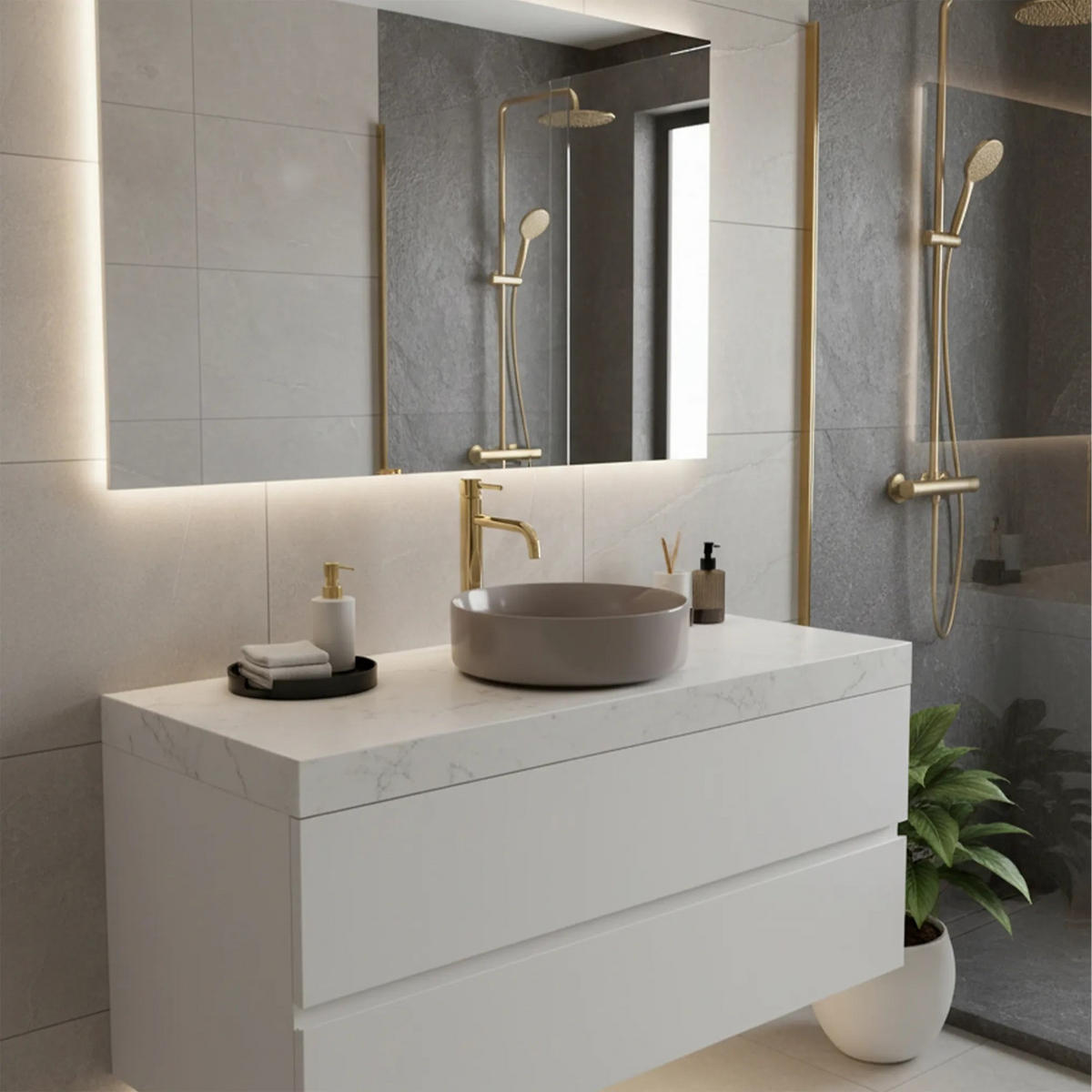 AUFSATZWASCHBECKEN Rea Sami Beige Shiny - Beige, Keramik (36/11.5/36cm) - REA