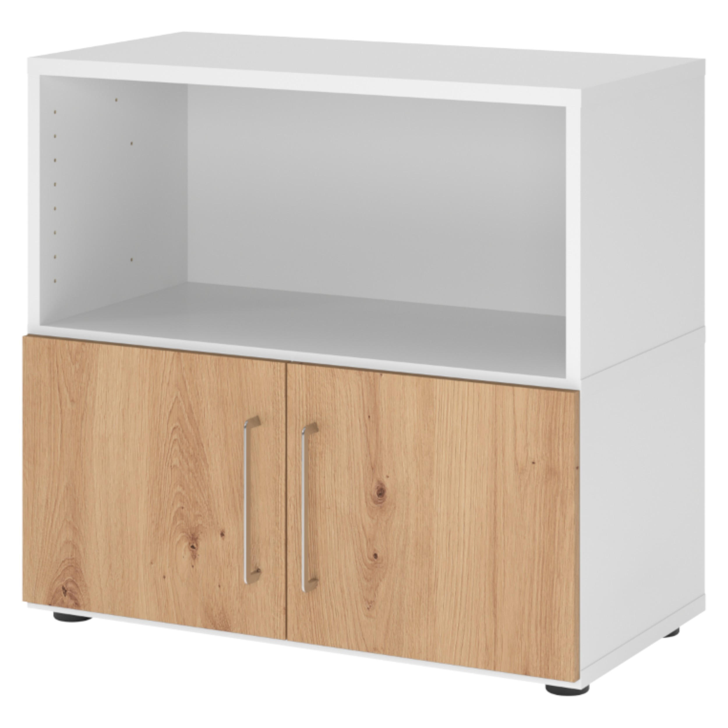 bümö Aktenschrank Weiß, Wildeiche 80x74.8x41.7 cm