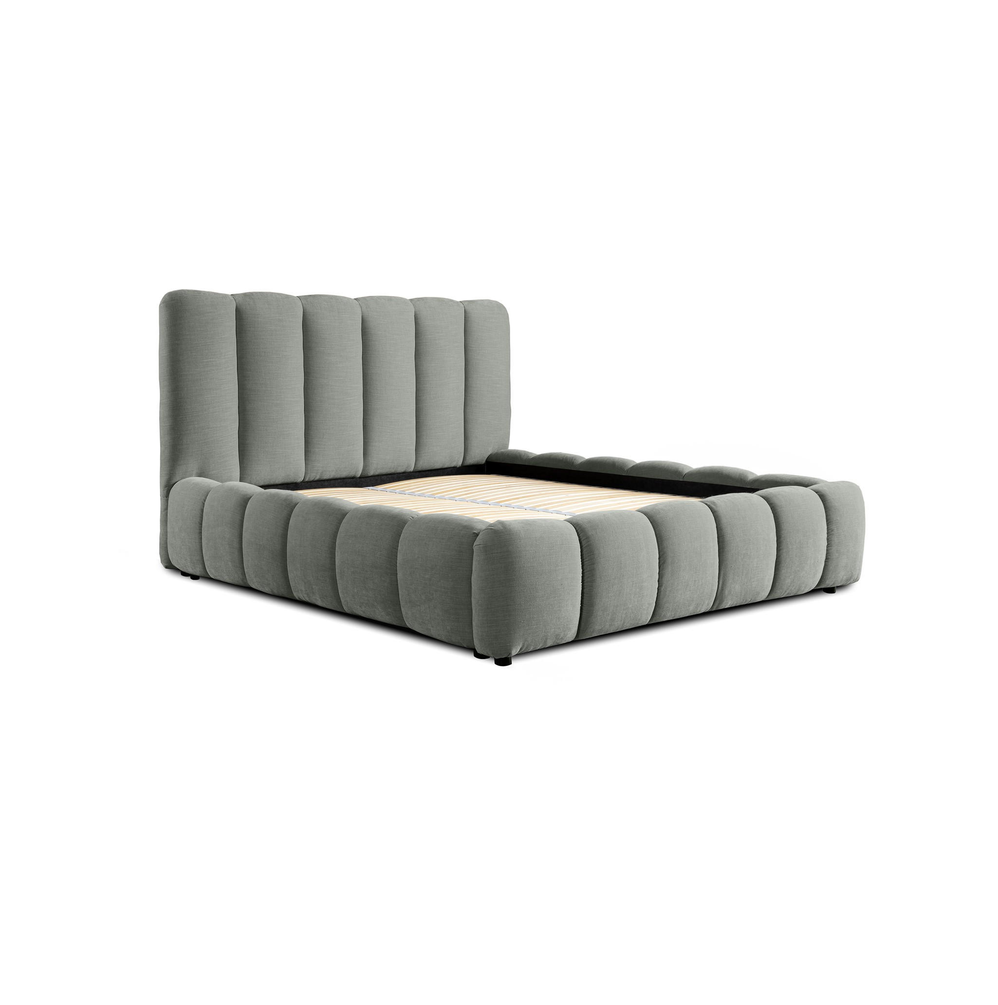 POLSTERBETT Doppelbett Heda In Stoff Boston - Grau, Holzwerkstoff/Textil (140/200cm) - Fun Möbel