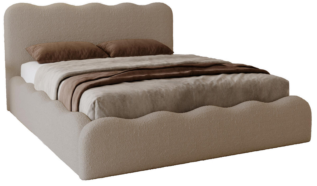 POLSTERBETT 180x200 Wave, Bettkasten, Boucle, Braun - Braun, Holz/Textil (180/200cm) - Emporius