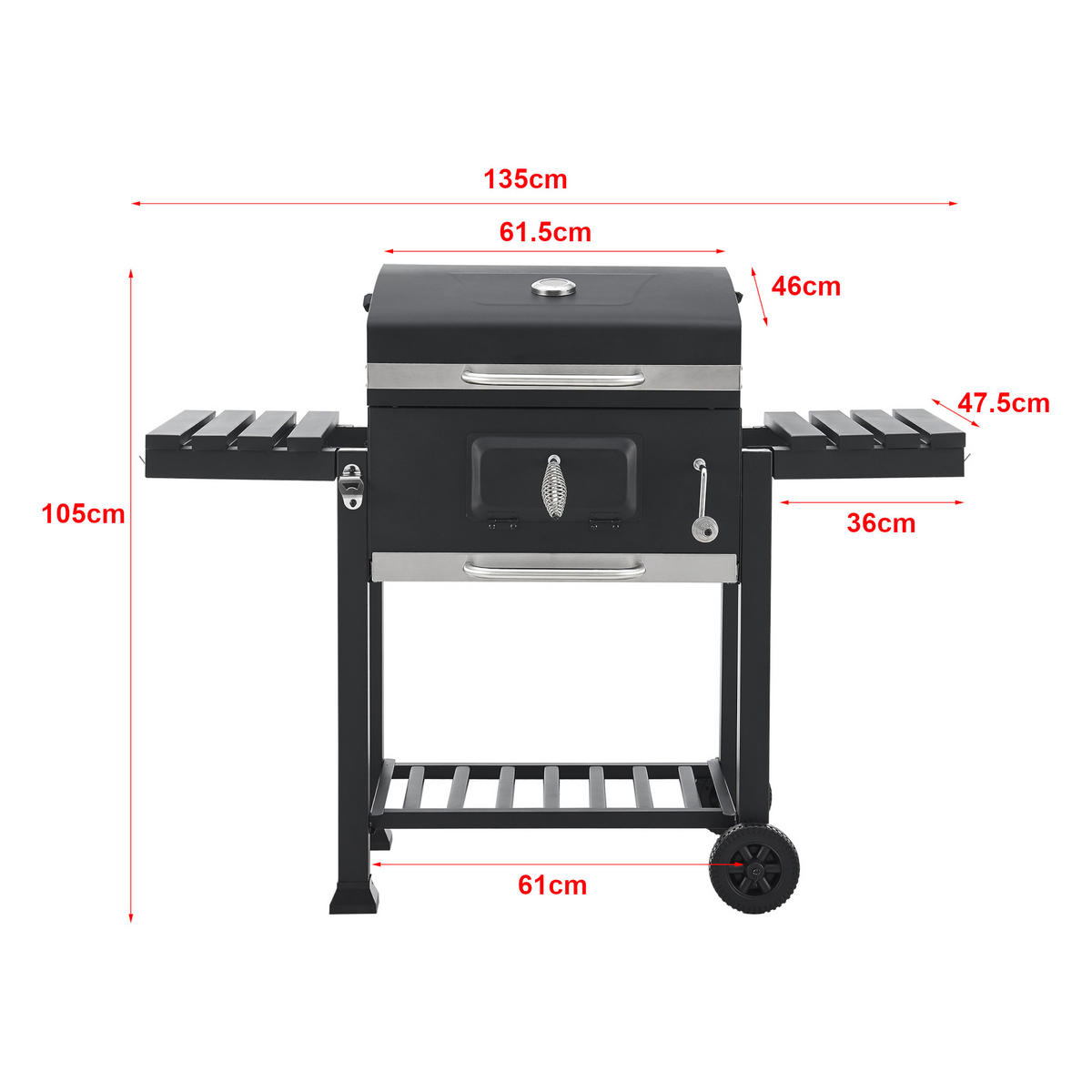 GRILLWAGEN Arnad - Schwarz, Metall (135/105/47.5cm) - casa.pro