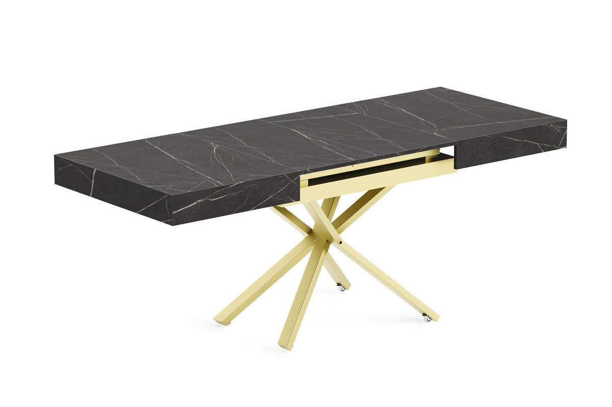 COUCHTISCH SANNA X - Goldfarben/Schwarz, Holzwerkstoff/Metall (80/120/27cm) - Meblini