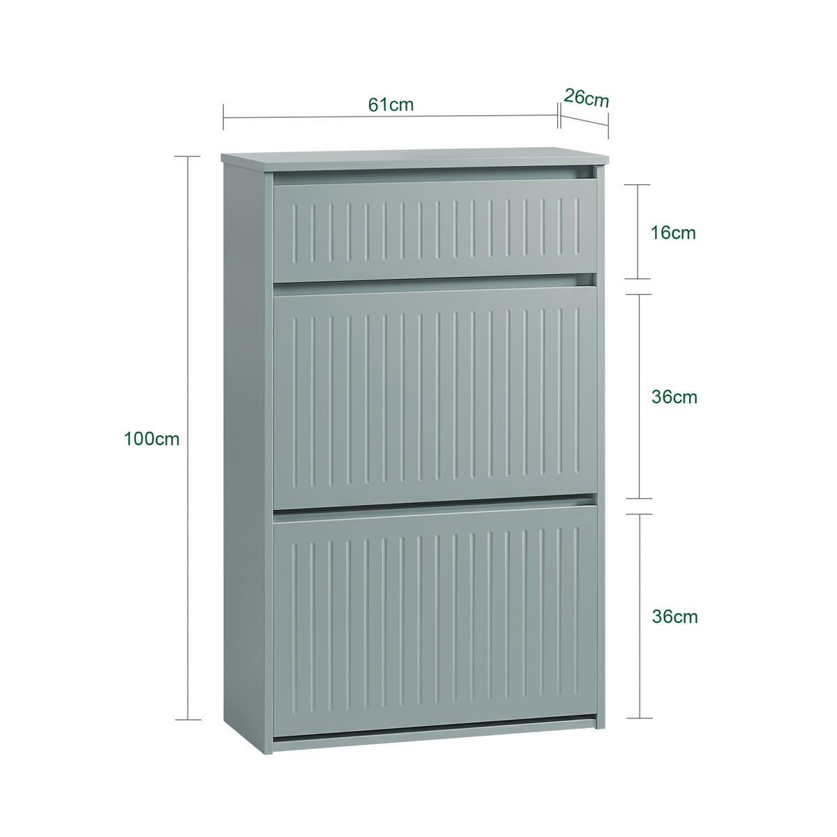 SCHUHSCHRANK mit 2 Klappen Hellgrau - Grau, Holzwerkstoff (61/100/26cm) - SoBuy