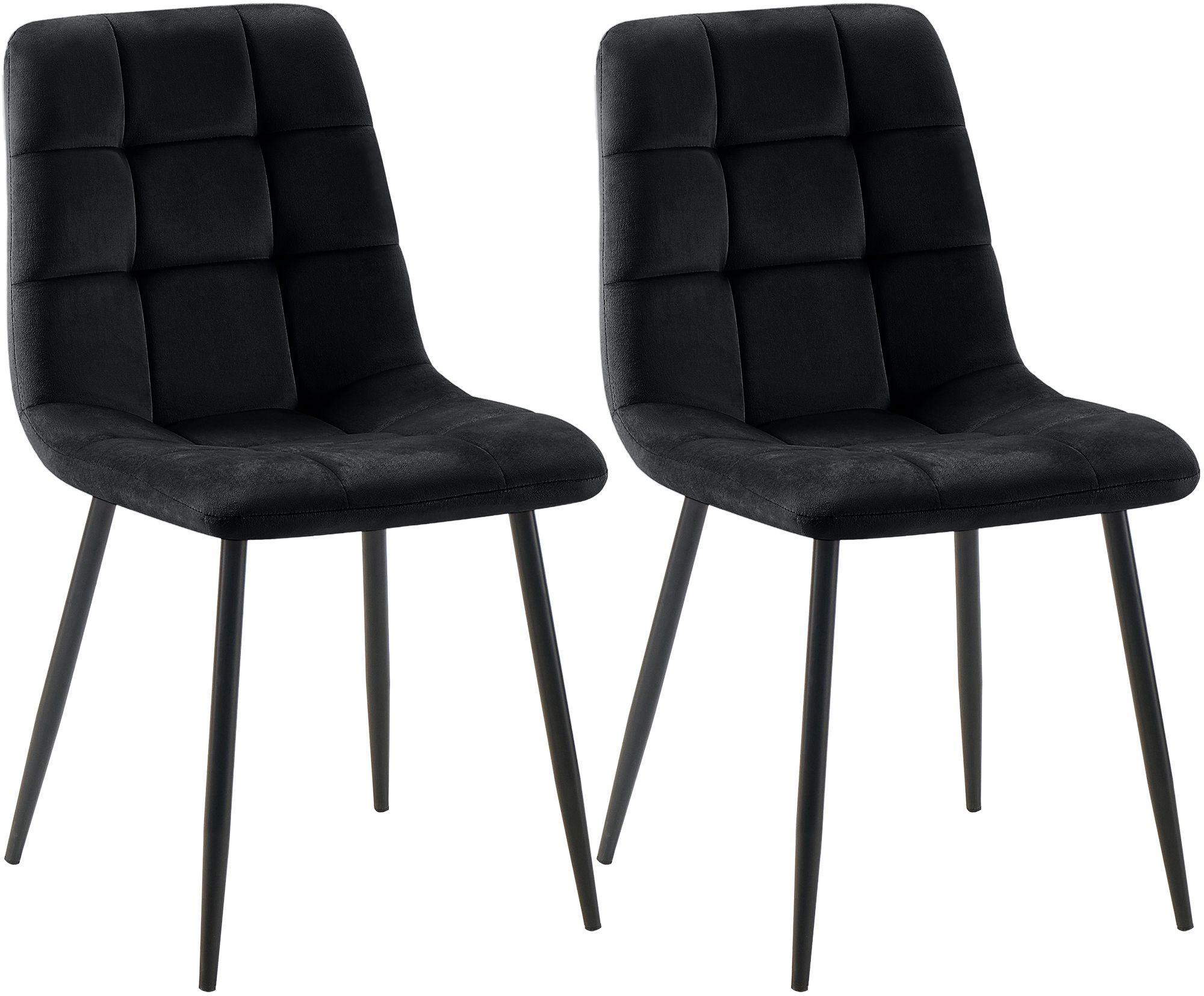 STUHL 2er Set Samt Schwarz - Schwarz, Textil/Metall (45/84/55cm) - CLP