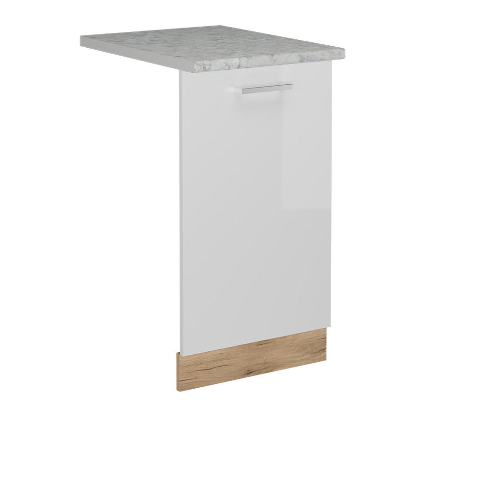 FRONTBLENDE R-Line Weiß Hochglanz 45 cm , AP Marmor - Honigeiche/Weiß Hochglanz, Holzwerkstoff (45/81.8/1.6cm) - Vicco