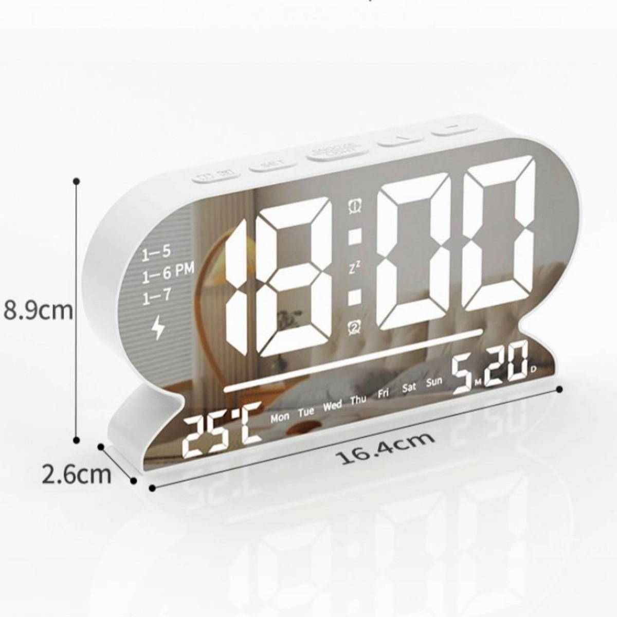 WECKER USB-Aufladung Schwarz 16,4/2,6/8,9 cm - Schwarz, Kunststoff (2.6/8.9/16.4cm) - Authentics