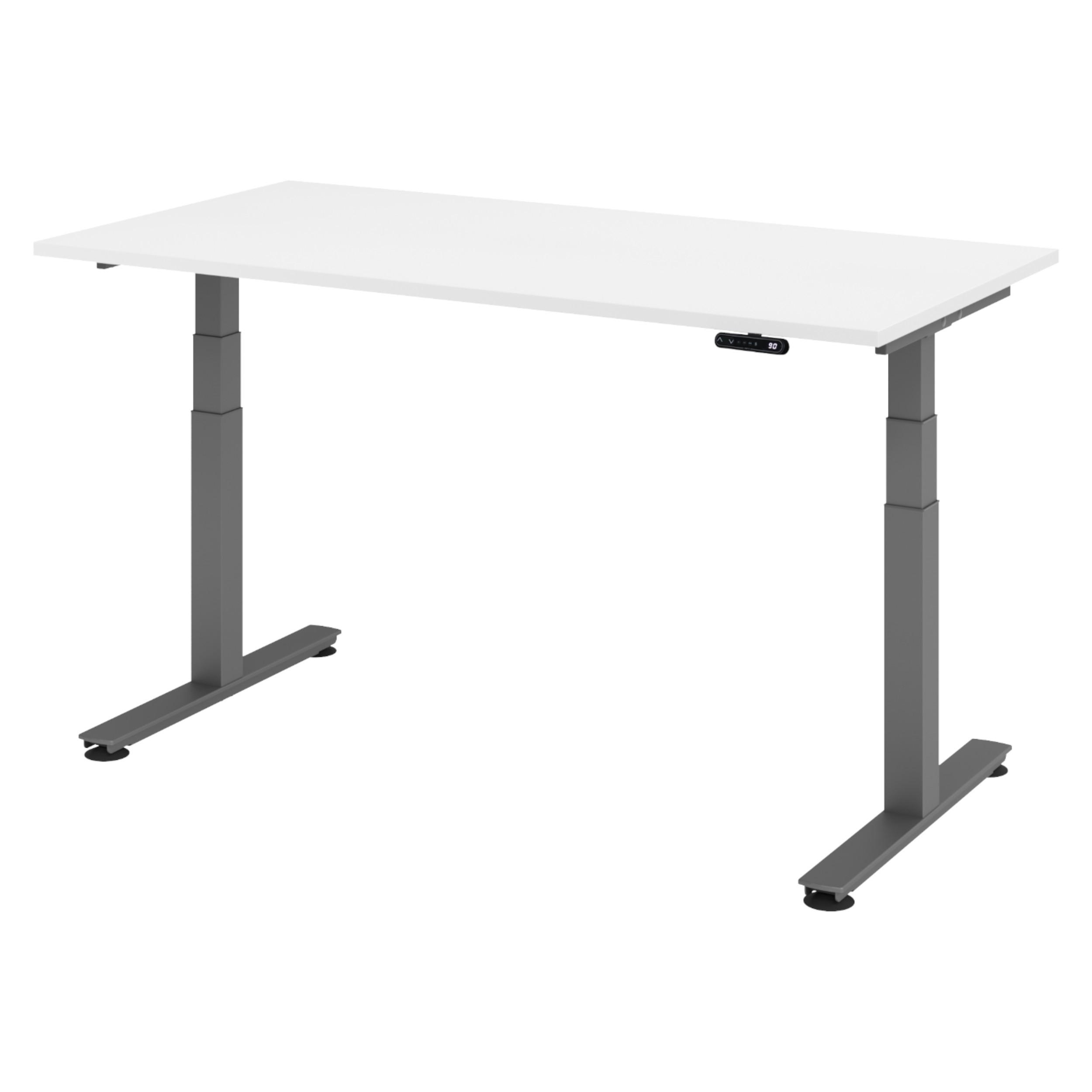 SCHREIBTISCH elektrisch XDSM 80/160/72 cm in Weiß/Graphitfarben - Graphitfarben/Weiß, Holzwerkstoff (80/160/72cm) - bümö