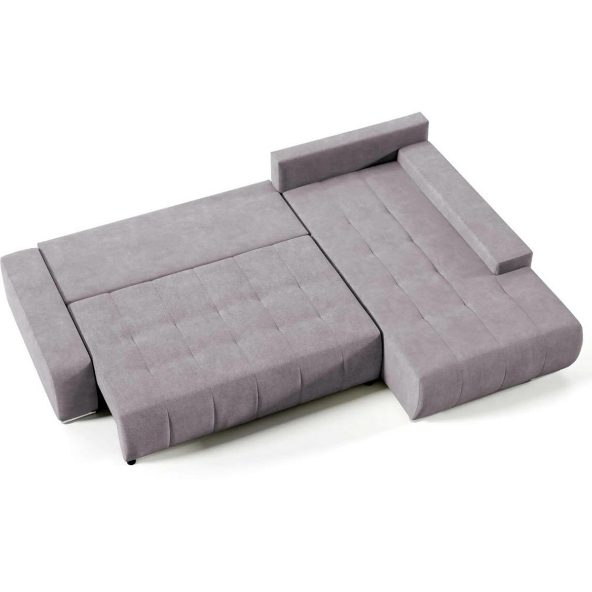 ECKSCHLAFSOFA Draco L Rosa - Silberfarben/Rosa, Textil/Metall (267/186cm) - Beautysofa