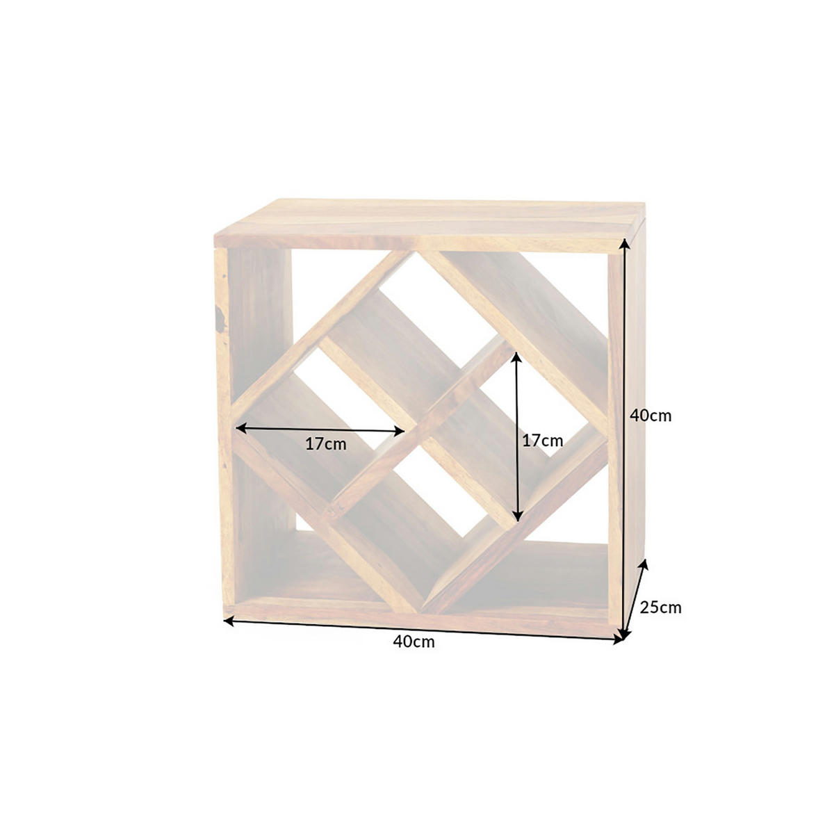 WEINREGAL CUBUS Sheesham Natur 40 cm - Braun, Holz (40/40/25cm) - riess-ambiente
