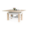 COUCHTISCH rechteckig Sonoma Eiche - Weiß ausziehbar höhenverstellbar - Weiß/Sonoma Eiche, Holzwerkstoff (65/130/60cm) - designimpex